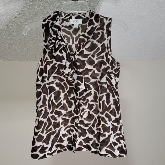 Ann Taylor blouse sz XXSP Petites sleeveless Animal Print 80s Edgy Classic - Picture 1 of 3